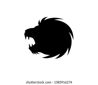 lion head silhouette roar showing teeth aggressively
