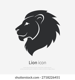 Ilustración aislada del logotipo del Vector de la vista lateral de la silueta de la cabeza del león