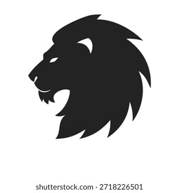 Ilustración aislada del logotipo del Vector de la vista lateral de la silueta de la cabeza del león