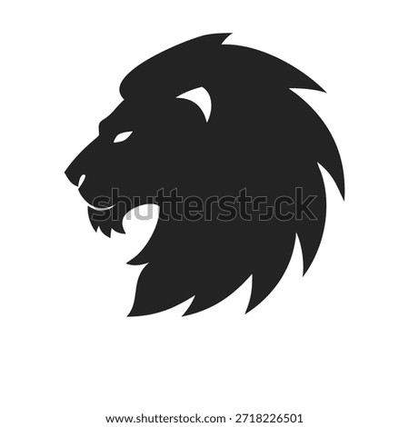Lion Head Silhouette Side View Isolated Vector Logo Illustration