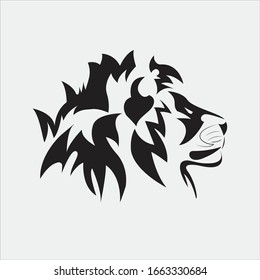 lion head silhouette template design line