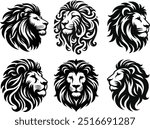 A "Lion Head Silhouette Vector Art Illustration" is a sleek and minimalist design featuring the outline of a lion