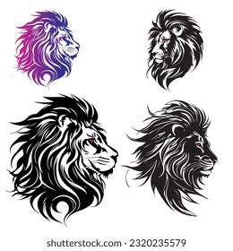 Ilustración de arte vectorial de la silueta de la cabeza del león
