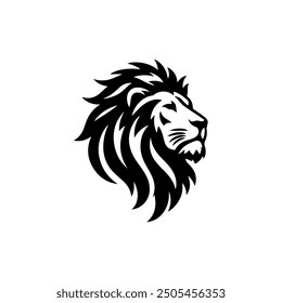 Lion head silhouette vector art Illustration.