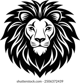 Lion head silhouette vector art illustration