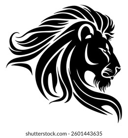 Lion head silhouette vector art Illustration