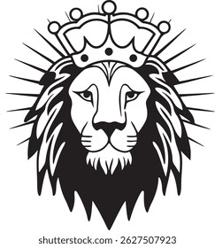 Lion head silhouette vector art illustration
