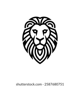 Lion Head Silhouette Vector Design.