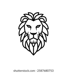 Lion Head Silhouette Vector Design.