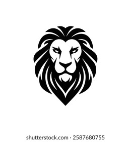 Lion Head Silhouette Vector Design.