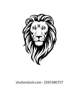 Lion Head Silhouette Vector Design.