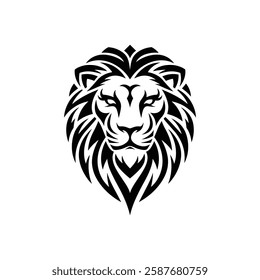 Lion Head Silhouette Vector Design.