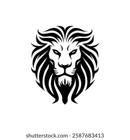 Lion Head Silhouette Vector Design.