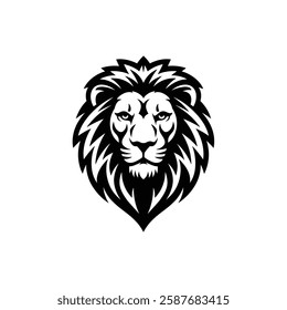 Lion Head Silhouette Vector Design.