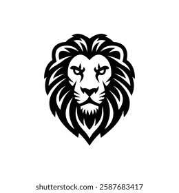 Lion Head Silhouette Vector Design.