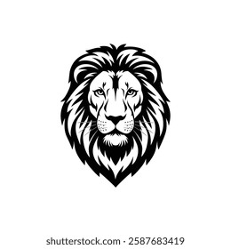 Lion Head Silhouette Vector Design.