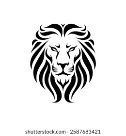 Lion Head Silhouette Vector Design.