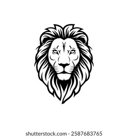 Lion Head Silhouette Vector Design.