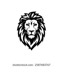 Lion Head Silhouette Vector Design.