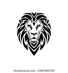 Lion Head Silhouette Vector Design.