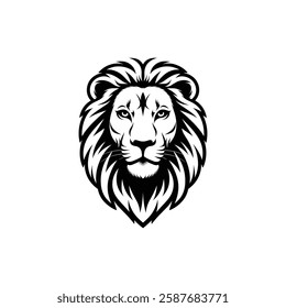 Lion Head Silhouette Vector Design.