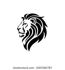 Lion Head Silhouette Vector Design. The Lion's Head Turned To The Side.