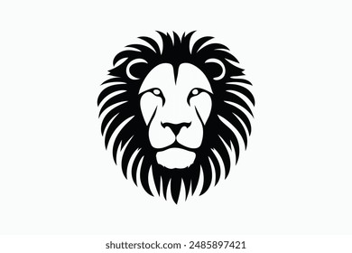 Lion head silhouette vector illustration with white background.