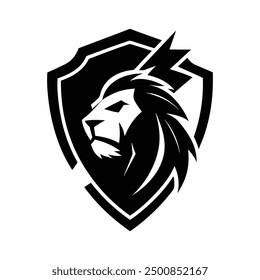 Lion head silhouette vector logo shield lion logo