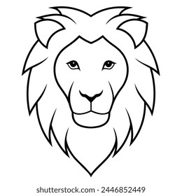 Lion Head Silhouette Vector on White Background
