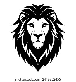Lion Head Silhouette Vector on White Background
