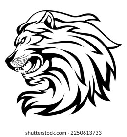 Lion head silhouette vector for retro logo, emblem, badge, label template, t-shirt