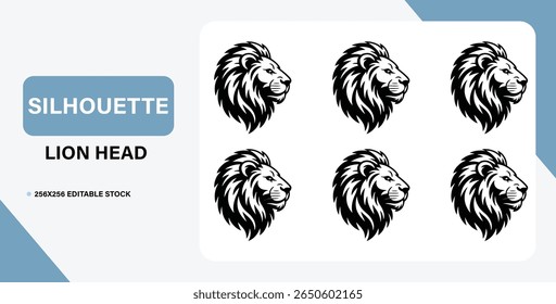 Lion Head Silhouette Vector Set Black and White Tribal Lion Face Designs