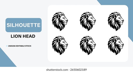 Lion Head Silhouette Vector Set Black and White Tribal Lion Face Designs