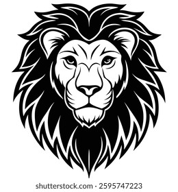 Lion Head Silhouette Vector Style