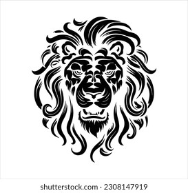 Lion head silhouette - White background