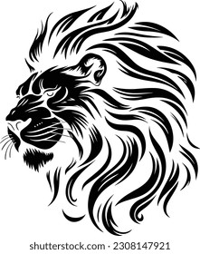 Lion head silhouette - White background