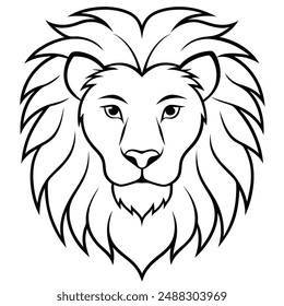 Lion head silhouette with white background