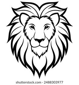 Lion head silhouette with white background
