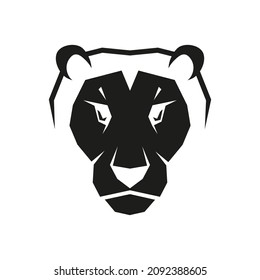 Lion head silhouette. Wild animal black shape. Vector isolated on white