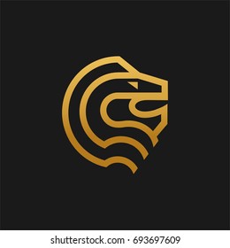 LION HEAD SIMPLE LINE ART LOGO ICON