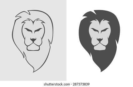 Lion head simple logo vector illustration in two styles.