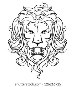 Vector Black White Tattoo Lion Illustration Stock Vector (Royalty Free ...