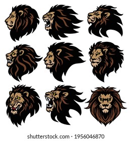 Lion Head Sport Logo Sports Esports Mascot Set Premium Collection Vector Pack