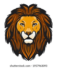 Lion Head Sport Team Vector Line Power Print Tattoo Template Strong Design Logo Africa