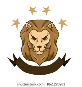 lion head with star logo template