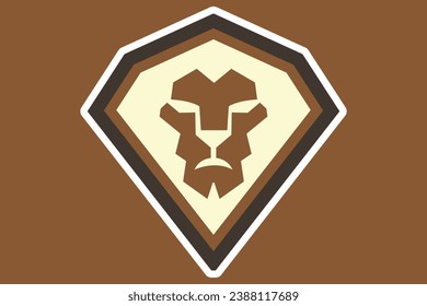 Diseño vectorial del logotipo de la pegatina de la cabeza de león. concepto de signo de pegatina a la cabeza del rey de león.