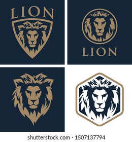 lion head strength logo vector