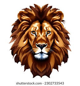 lion head with style hand drawn watercolor digital painting illustration