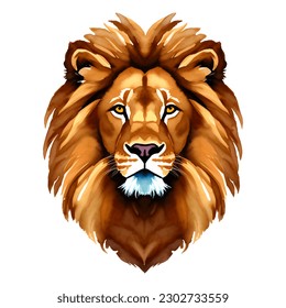 lion head with style hand drawn watercolor digital painting illustration