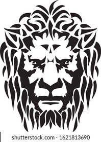 Lion head stylized vector illustration black and white